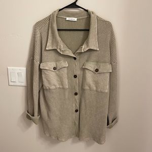 Vintage Wash Waffle Knit Shacket